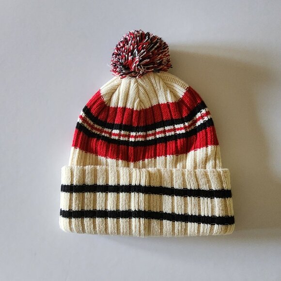 Calgary Flames, Patch, Natural, Cuff, Knit Hat, Flames Beanie, Toque Cap, Unisex - Picture 2 of 3